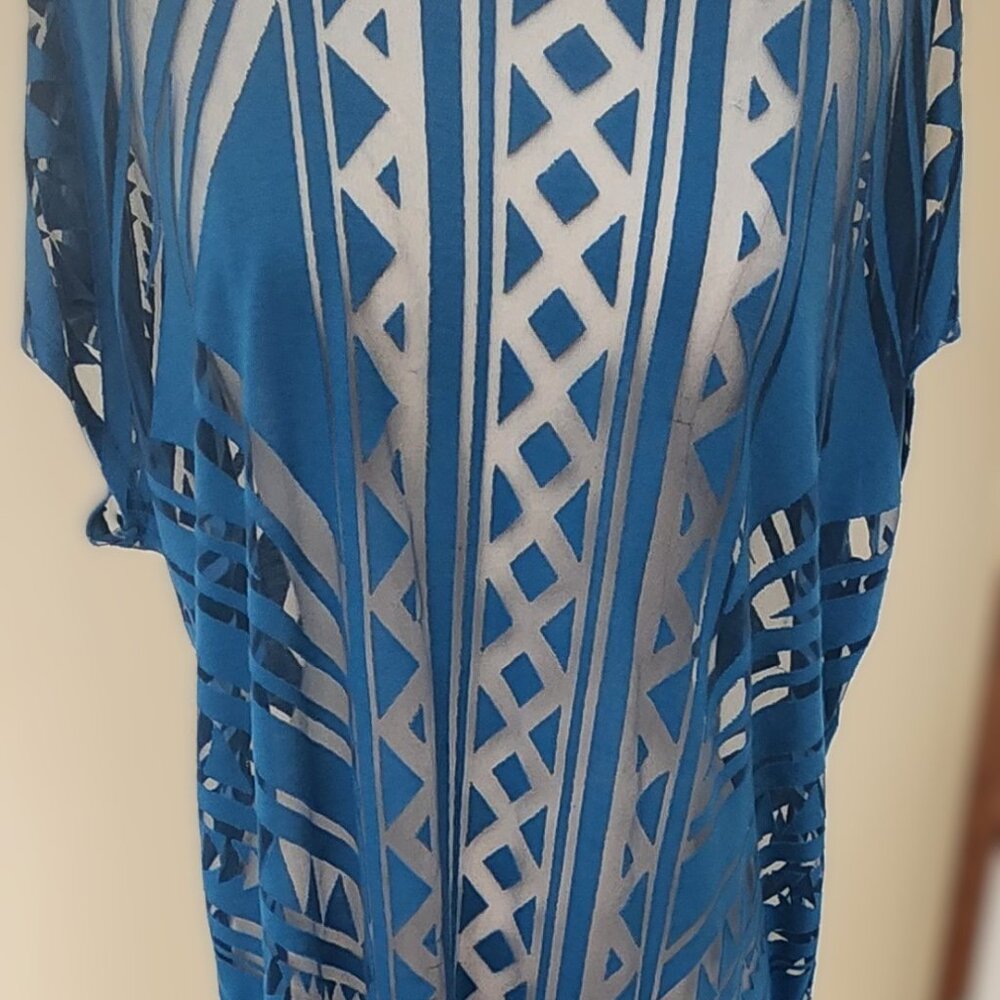 Pre-owned Blue Sheer "Semez la Joie" Summer Women's Shirt - Beach Cover-up
